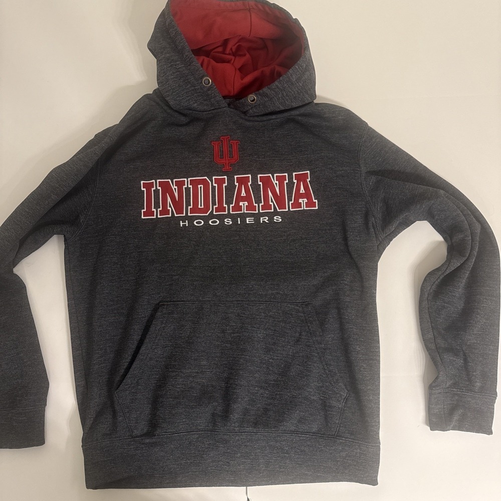 Colosseum Men's Hoodie Gray Large Indiana‎ Hoosiers Pullover Long Sleeve Pockets